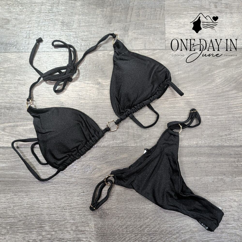 Miketai Adjustable Triangle Thong Bikini Swimsuit Size S